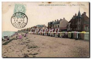 Old Postcard Saint Aubin sur Mer Beach and villas