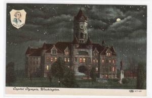 State Capitol Crest Night Olympia Washington postcard