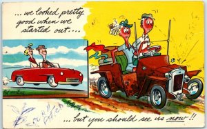 M-36389 Lovers Driving Comic Art Print You Ought To See Us Now Greeting Card