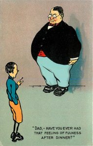 Postcard C-1910 Fat man father skinny son comic humor undivided TP24-2959