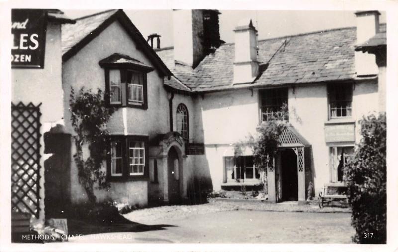 HAWKSHEAD CUMBRIA UK LOT OF 2 PHOTO POSTCARDS MAIN STREET + METHODIST CHAPEL