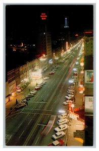 Postcard UT Main Street Salt Lake City Utah Night Vintage Standard View Card