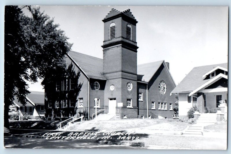 Centerville Iowa IA Postcard RPPC Photo First Baptist Church c1950's Vintage