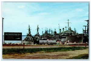 c1950's Destroyer Pier No. 1 US Navy Pier Naval Station Newport RI Postcard