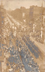 J50/ Buffalo New York RPPC Postcard c1910 Trolley Parade Patriotic 43