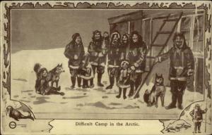 Artic Exploration Difficult Camp Husky Dog c1910 Postcard