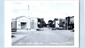 Juneau Wisconsin WI Postcard RPPC Photo East End Oak Street Citizen Bank 1973