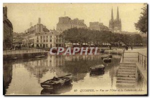 Old Postcard Quimper View the Odet and the Cathedral