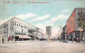 MAIN STREET SOUTH COLUMBIA SOUTH CAROLINA Q1 PARCEL POST STAMP POSTCARD 1913