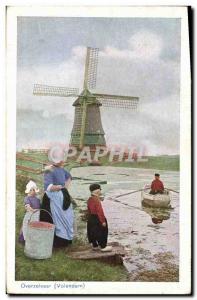 Postcard Old Windmill Overzetveer Volendam Folklore