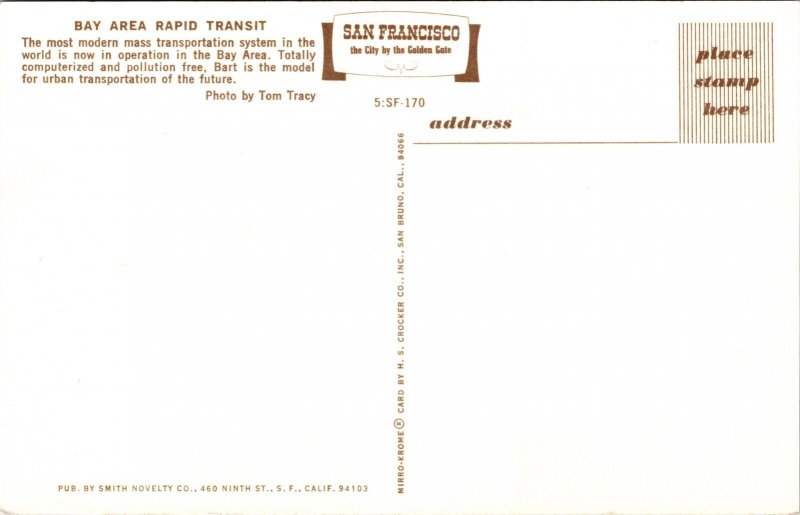 Bay Area Rapid Transit San Francisco California Subway Chrome Postcard 