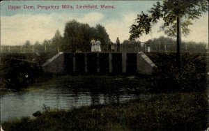 Litchfield Maine ME Purgatory Mills Upper Dam c1910 Vintage Postcard