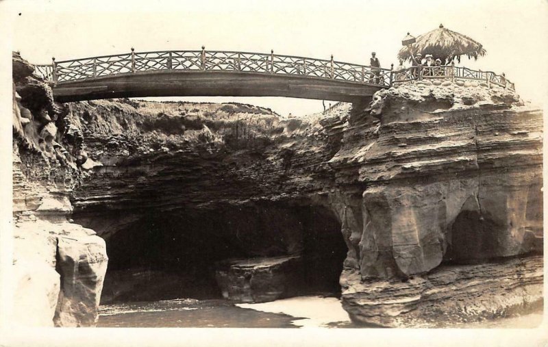 RPPC Sunset Cliffs Foot Bridge San Diego, CA c1910s Vintage Photo Postcard