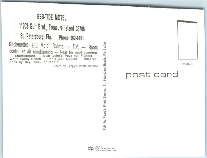 Postcard - Ebb-Tide Motel - St. Petersburg, Florida 