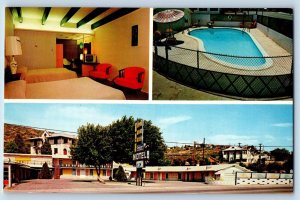 Globe Arizona AZ Postcard Ember Motel Carte Blanche Pool Multiview c1960 Vintage