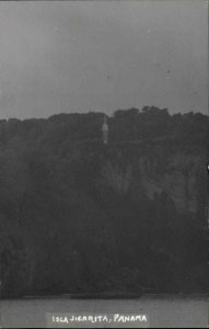 Panama Isla Jicarita Lighthouse Real Photo Postcard