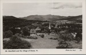 RPPC Postcard Mt Mansfield and the Village Stowe VT Vermont