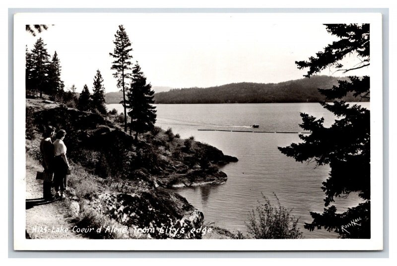 RPPC Lake View From Coeur d'Alene Idaho ID Ross Hall Photo H-125 Postcard R9