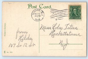 1908 Christmas Santa Claus With Sack Of Toys Newark New Jersey NJ Postcard