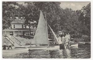 Boating Sail Boat Canoe Fairview Hotel Lake Manitau Rochester Indiana postcard