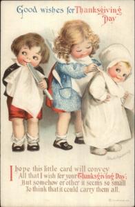 Thanksgiving - Cute Kids Before Dinner c1910 Clapsaddle Postcard