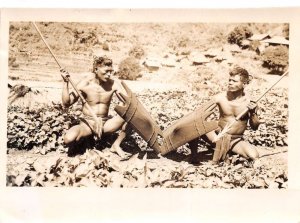 Baguio Philippines Warriors with Spears Real Photo Vintage Postcard AA83739