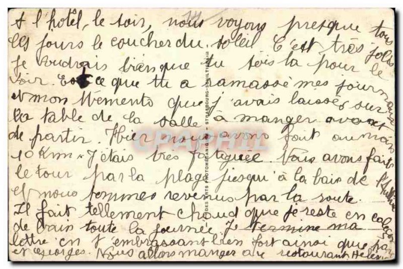 Old Postcard Sunset on the beach