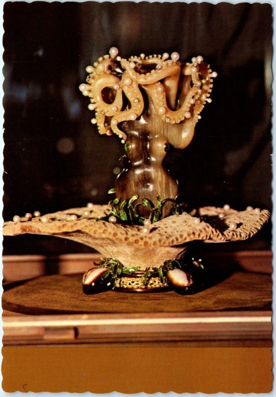 c1980s KY Octopus Carved Rhinoceros Horn Pearls Lg PC Headley Jewelry Museum M34