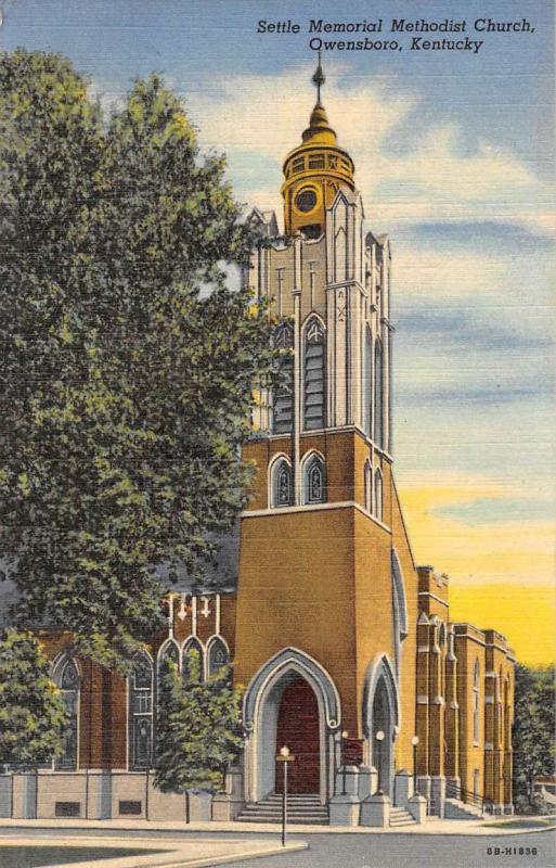 Owensboro Kentucky Settle Memorial Methodist Church Antique Postcard K55039