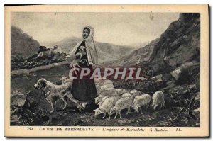 Old Postcard The Life of Bernadette child Bernadette Bartres Sheep Dog