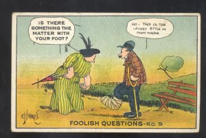 ARTIST SIGNED COMIC POSTCARD FOOLISH QUESTIONS FAT WOMAN FREEMONT COLORADO