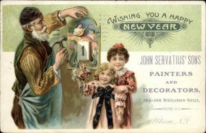 Utica NY Painter Decorator Advertising New Year Holiday 1906 Postcard