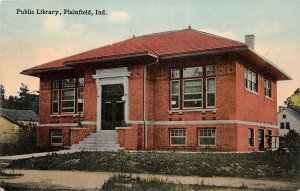 F60/ Plainfield Indiana Postcard c1910 Public Library Building 