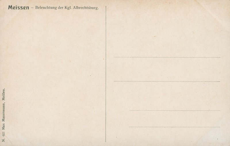 Meissen. Albrechtsburg Castle. Floodlit [PC has red tint] (Max Mauermann) 1910s