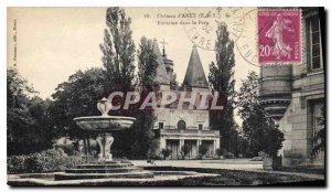 Old Postcard Chateau d'Anet E and L Fountain in the Park