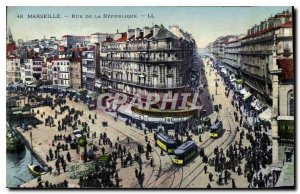 Old Postcard Marseille Rue de la Republique