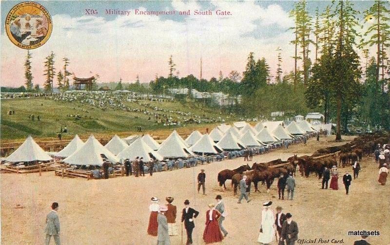 1908 Seattle Alaska Yukon AYPE Military Encampment Washington postcard 458