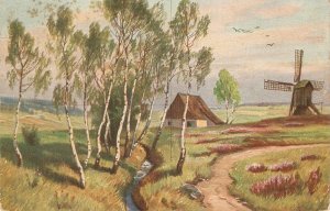 Landscape with windmill Nice old vintage Spanish postcard