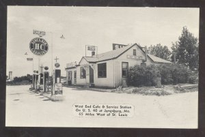 JONESBURG MISSOURI WEST END CAFÉ SERVICE GAS STATION ADVERTISING POSTCARD