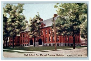 C.1907 High School & Manual Training Building Kalamazoo Michigan Postcard P79 