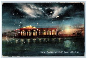 1908 Music Pavilion At Night Building Lights Ocean City New Jersey NJ Postcard