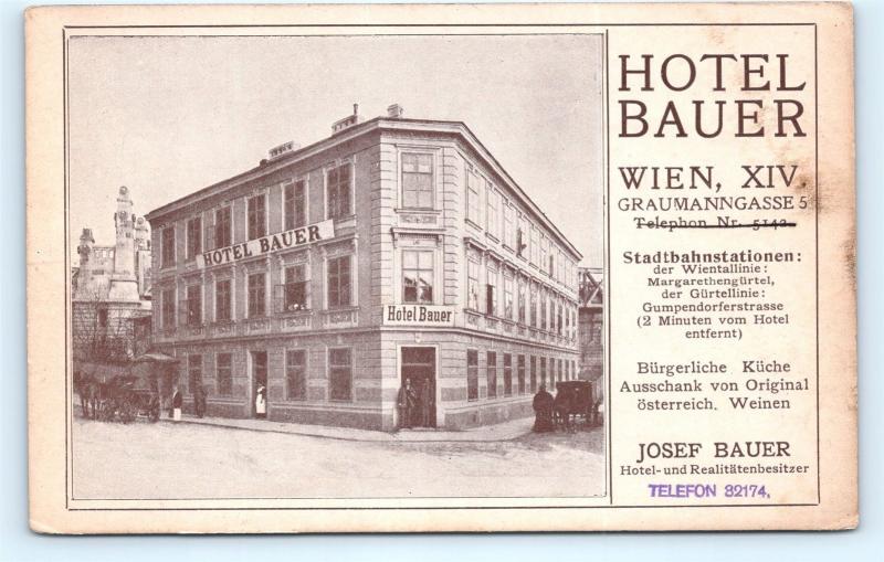 Postcard Austria Vienna Wien Hotel Bauer J13