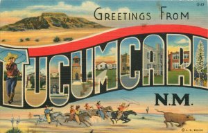 1946 Greetings From Tucumcari New Mexico Vintage Large Letter Postcard