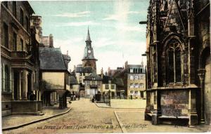 CPA DINAN - La Place l'Église St-Sauveur & la Tour de l'Horloge (230142)