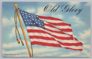 Military~US Flag High In Air~Old Glory~Vintage Postcard 