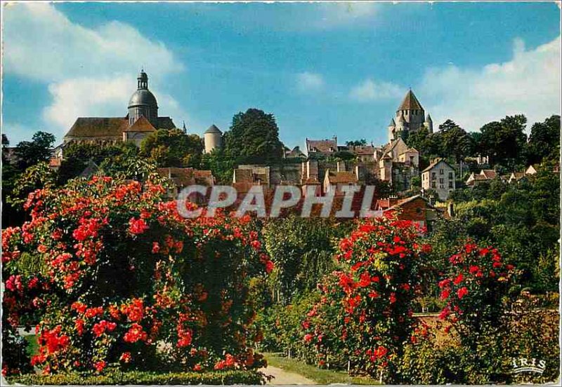 Modern Postcard Provins Seine et Marne Panorama City High on Rose Garden