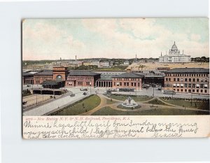 Postcard New Station New York & New Hampshire Railroad Providence RI USA