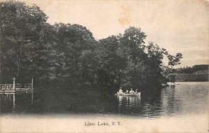 LIME LAKE NEW YORK CANOE SCOTT #300 STAMP RFD CRAYON CANCEL POSTCARD (c. 1905)