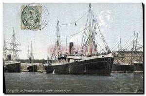 Old Postcard Boat Marseille Transatlantic Crimea returning to port