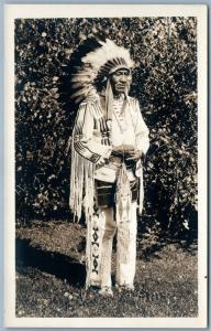 BLACKFOOT INDIAN CHIEF MIDDLE CALF ANTIQUE REAL PHOTO POSTCARD RPPC